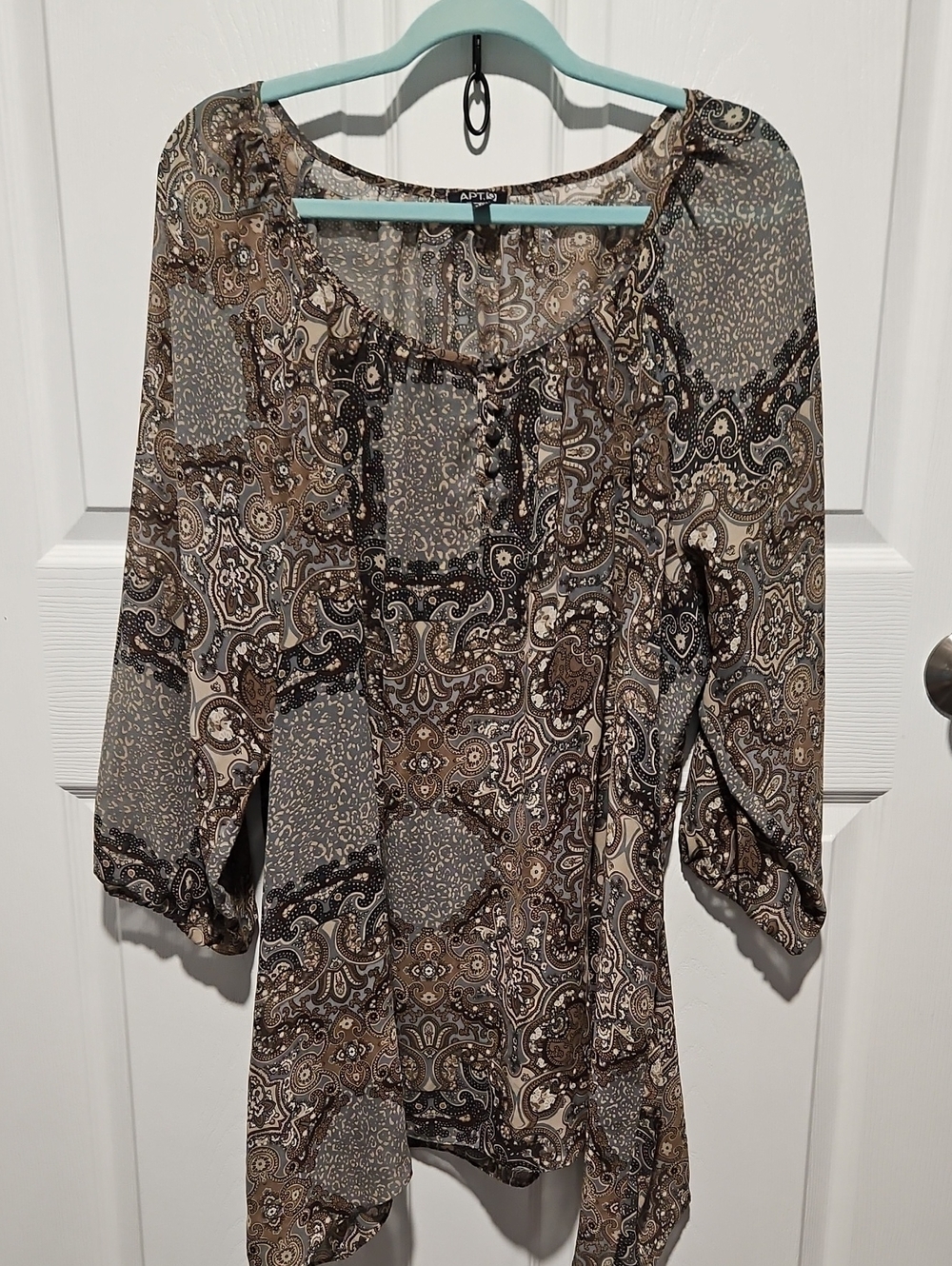 APT. 9 Brown Print Peasant Blouse Dress